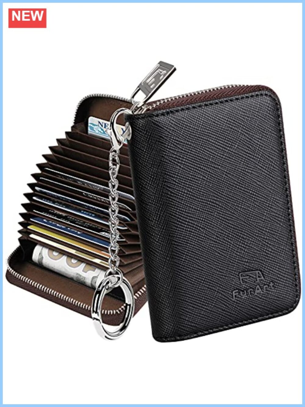 Zipper Wallet RFID Credit Card Holder 16 Slots